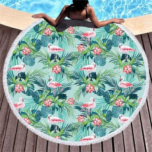 150*150CM Large Round Beach Towel for Adult Yoga Mats Leaves Microfiber with Tassels Thick Cloth Big Beach Towels