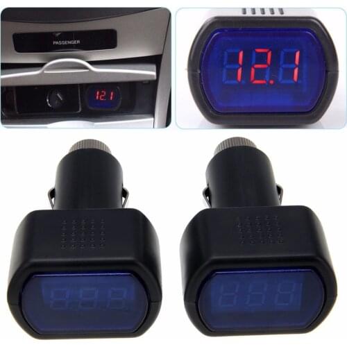 2pcs DC 12V 24V LED Auto Car Battery Volt Voltage Meter Gauge Cigar Lighter Plug Black