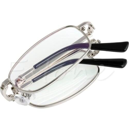 2020 new arrival Silver Folding Reading glasses Case With Belt Clip +1 +1.5 +2 +2.5 +3 +3.5 +4