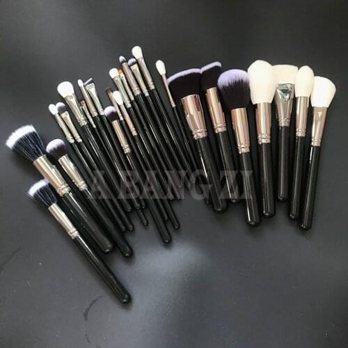 25pcs black wood handle synthetic hair professional make up brushes set pincel maquiagem brochas