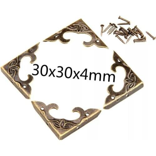 4/20pcs30x30x4mm antique brass decorative jewelry box corner protector edge cover