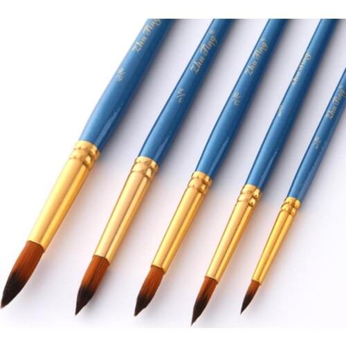 Hot 5Pcs Artist Painting Tool Wooden Brushes Set for Oil Watercolor Acrylic Drawing