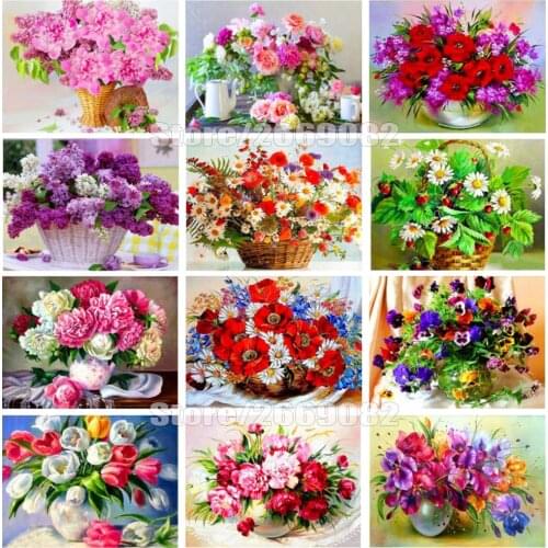 5D DIY Diamond Painting Full Drill Square Flower Vase Embroidery Picture Handcraft Art Kits Christmas gifts TT1718