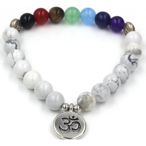 8mm tg24 elastic adjusted Charm nature stone bead Reiki Frosted agate Onyx Lotus life tree Buddha head white Howlite Bracelet