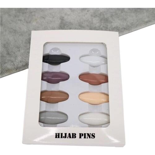 8pcs/lot With Box Headscarf Shawl Scarf Lady Muslim Scarf Hijab Clips Nude Color Set Scarf Brooch Pins With Boxes