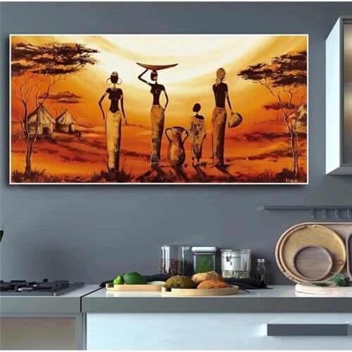 Abstract Figure Art African Woman Oil Painting on Canvas Wall Art Posters Prints Wall Picture for Living Room Home Cuadros Decor