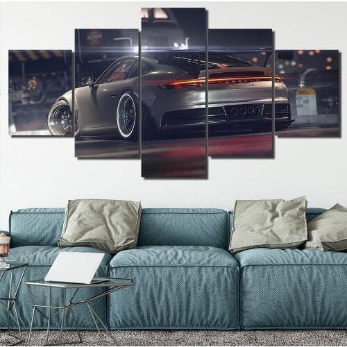 Porsche 911 GT3 Car Poster 5 Piece Canvas Wall Arts Modular Prints Living Room Picture Bedroom Home Decor Painting Calligraphy