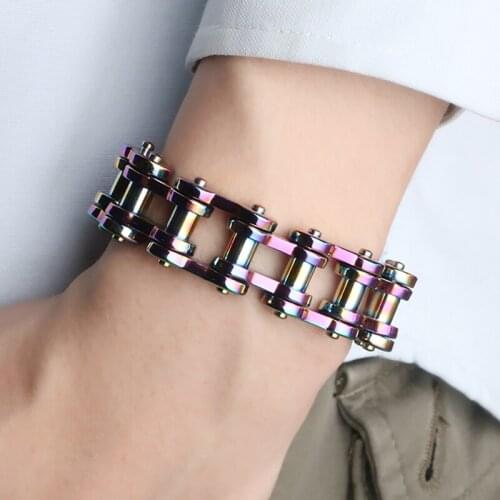 18mm/22mm Heavy Punk Rock Men Black Gold Silver Color Motorcycle Bike Stainless Steel Link Bicycle Biker Chain Bracelets Jewelry