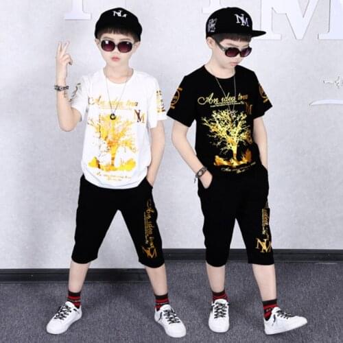 2021 Summer Kids Tracksuit For Boys Clothes Toddler Teenager T-shirt + shorts Pants Outfit Children 4 6 8 9 10 11 12 14 16 Year