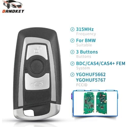 Dandkey 3/4 Buttons Remote Key 315MHz 434MHz 868MHz For BMW 5 7 F Series X5 X6 F20 F21 F30 F31 2009-2016 FEM / BDC CAS4 CAS4