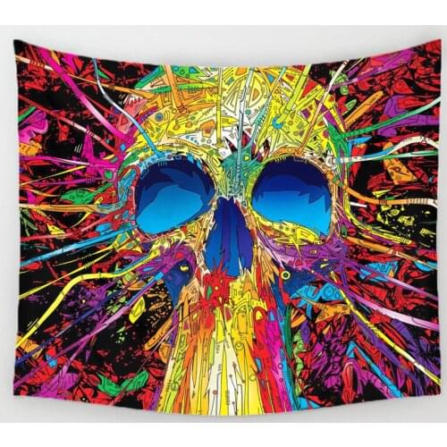 Hippie Punk Skull Painting Tapestry Wall Hanging Gobelin Beach Picnic Yoga Rug Mat India Mandala Beach Towel Shawl YG185