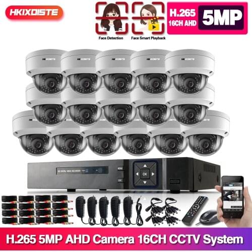 H.265+ 5MP Ultra HD 16CH DVR Kit CCTV Camera Security System 5MP CCTV System Kit Outdoor Night Vision Video Surveillance Set