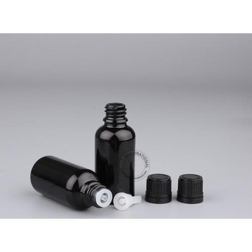 Makeup Tools 20pcs/Lot 30ml Essential Oil Glass Bottle with Black Tamper Evident and Orifice Reducer, Cosmetic Container