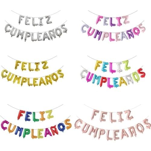 Spanish Letter Foil Balloons FELIZ CUMPLEANOS Alphabet Balloon Spain Happy Birthday Party Decorations Globos Banners Air Balls