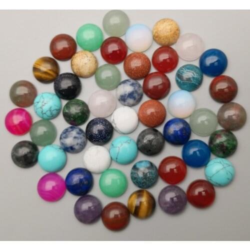 Natural stone round cabochon beads for Jewelry making 6MM 8MM 10MM 12MM 50-200PCS mixed Ring Accessories wholesale no hole