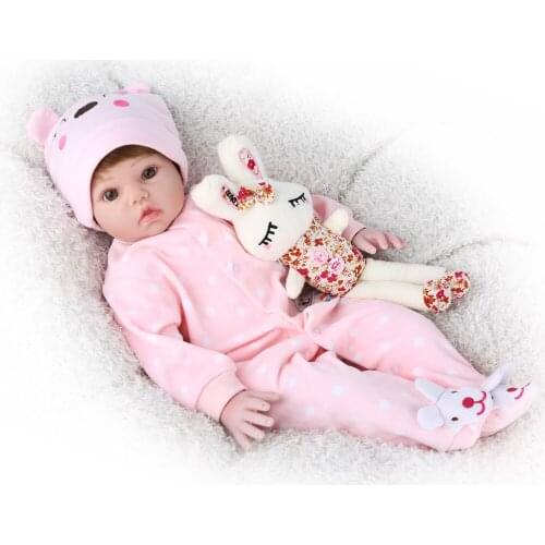 Cute girl baby doll 22inch silicone vinyl bebe reborn toddler doll real alive infant rebirth dolls toy gift