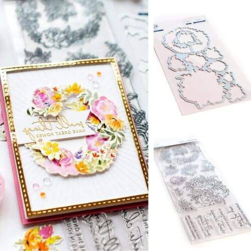 Flower letter pattern Metal Cutting Dies and Silicone Stampsfor Scrapbooking Album Decoration Craft for DIY Greeting Card Making