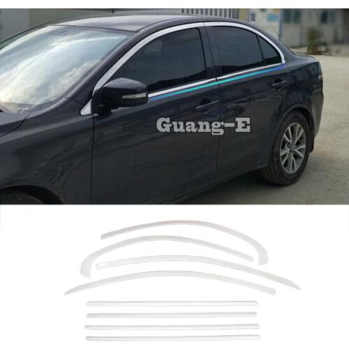Car Body Cover Stick Stainless Steel Glass Window Garnish Pillar Trims Hoods For Mitsubishi Lancer EX 2010 2011 2012 2013 4pcs