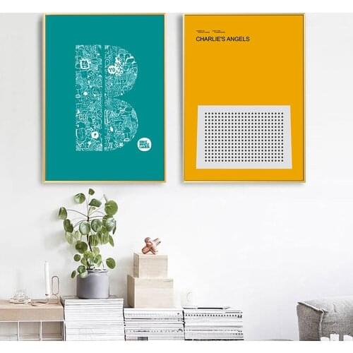 Charlie S Angels B Letters Wall Art Nordic Posters and Prints Canvas Painting for Living Room Modern Home Decoration for Bar