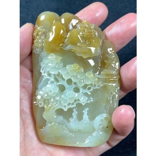 Natural hetian jade A HandCarved jade landscape jadeite jade pendant jade necklace jewelry necklaces woman men jewelry