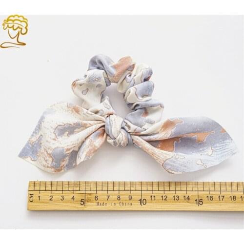 2021 New Tie-Dyed Vintage Rabbit Ears Large Intestine Hair Ring Headdress Womens Updo Knotted Fabric Top Cuft