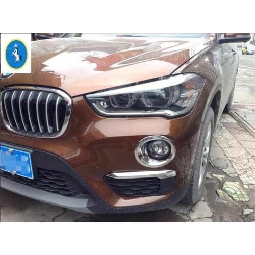Yimaautotrims Front Fog Lights Eyelid Eyebrow & Lights Lamp Ring Cover Trim Chrome Fit For BMW X1 F48 2016 2017 2018 2019 ABS