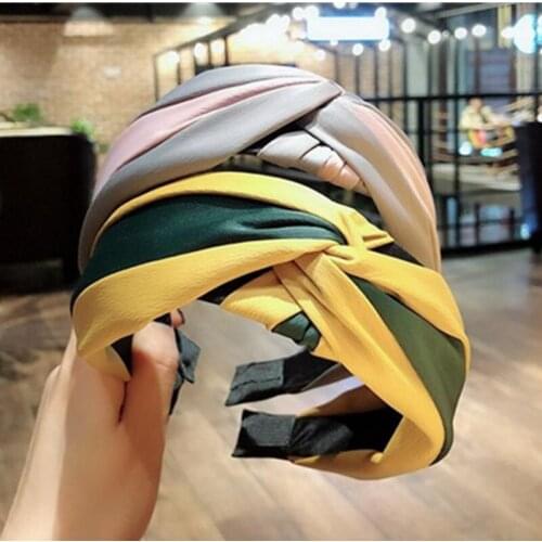 Cross Headband Wide Fabric Patchwork Adults Headwear Knot Hairband Korean Women Hair Accessories Wide Head Band Outdoor Headwear