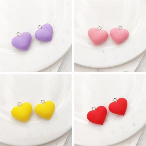 10pcs Soft Heart Charms Pendants Candy Color DIY Stud/Drop Earrings Making Women Girls Hair Accessories Jewelry Findings