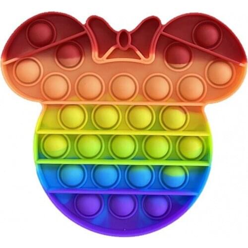 Rainbow Cute Minni Simple Dimple Push Bubble Fidget Toys Game Sensory Kids Adult Anxiety Relax Toy Anti-Stress Children Autism