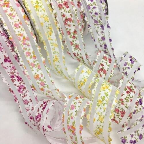 5Y 3.8cm Flowers Embossed Organza Ribbon for Handmade Craft Spring Easter Marriage Christmas Cakebox Deco Gift Floral Packing