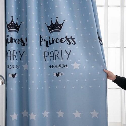 Cartoon Pink Blackout Curtains Crown Printing Princess Room Short Curtains Custom Kinds' Room Bay Window Drapes 2Meter High 4