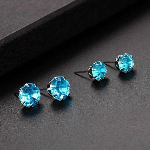 12 Pairs/set Crystal Earrings Set White Black Cubic Zircon Stud Earrings Set for Women Simple Alloy Earrings