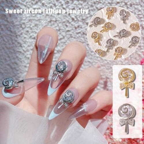 Lollipop Nail Art Rhinestone Jewelry Metal Zircon Temperament Flash Nail Art Decoration Luxury Nail Diamond Accessories