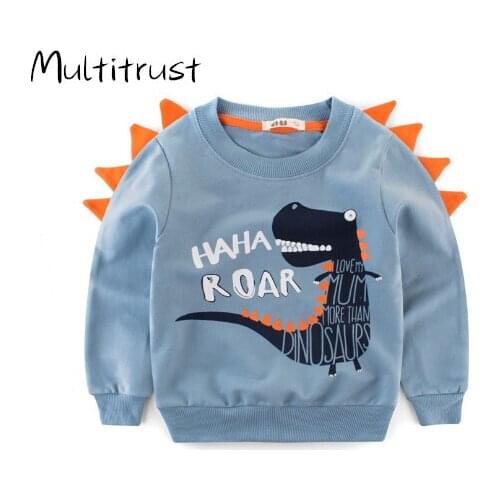 2020 Brand New Boys Kids Sweatshirts Autumn Outfits Cartoon Animal Print Long Sleeve Pullover Tops 2-8Y