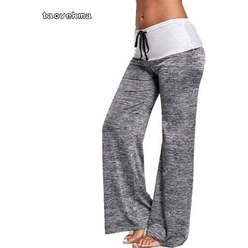 Women High Waist Wide Leg Pant Fold Over Palazzo yoga pants women Casualyoga leggings Trousers Pajama Slacks sport leggings C24
