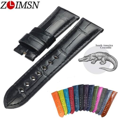 ZLIMSN 12 Color Luxury Alligator Watch Band For Panerai Watch Men Womens Bracelet 12mm-26mm Suitable For Apple Watch 38mm-42mm