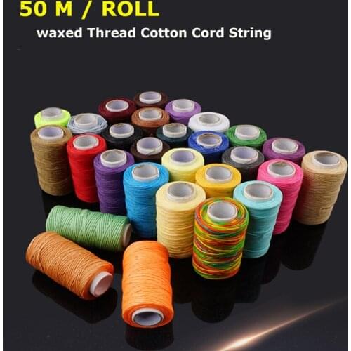 0.8mm 50m/roll Waxed Thread Cotton Cord String Strap Hand Stitching Thread for Leather Handicraft Tool DIY Material Accessories