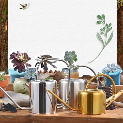 1pc 1.3L Plants Watering Can Stainless Steel Watering Pot Long Spout Succulents Watering Kettle Gardening Tool