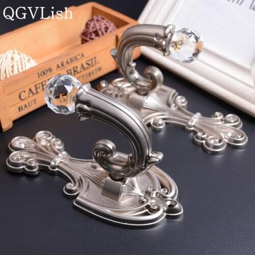 QGVLish 2Pcs Crystal Ball Curtain Hooks Tassel Tower Hanger Brush Holder Curtain Accessories Drapery Wall Hook Tieback Holdback