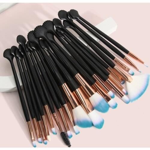 20pcs Makeup Brushes Set Foundation Eyeshadow Blending Lip Fan Shell Make Up Brush Kit Synthetic Hair Gift Set For Women