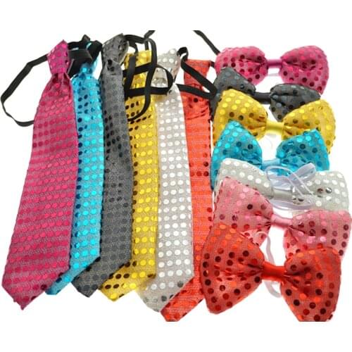 LED Luminous Necktie Male Female Fashion Led Bow Tie LED Holiday Light Up Flashing Sequin Party Wedding Supplies 50pcs/lot