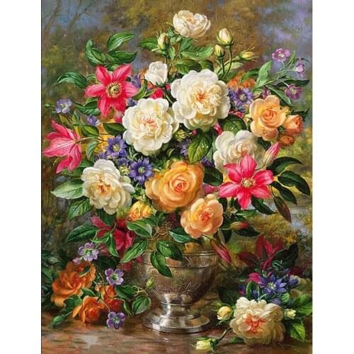 2020 New cats with flower DIY Oil Painting Paint by Number Kit Painting for Adults Kids Arts Craft for Home Wall Decor 40x50cm