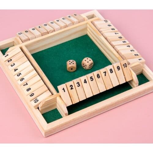 4 Sided 10 Numbers Board Game Wooden Shut The Box Game Family Party Club Ktv Drinking Game For Kids And Adults Educational Toys