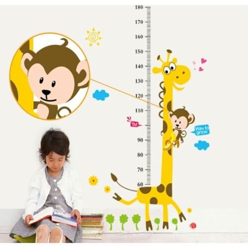 50*70cm Kids Creative Gift Cartoon Giraffe Kids Height Ruler Wall Sticker Wallpaper Kids Height Chart Home Decoration