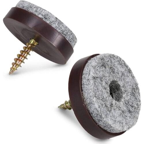 50 Pcs 1-1/8inch Felt Pads for Furniture Round Screw-in Sliders for Chair Legs, Floor Gliders to Protect Hardwood, Brown