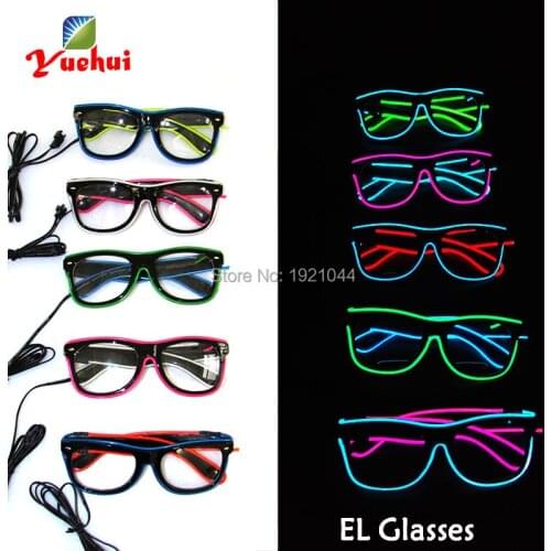 Glasses accessories 20pieces EL Wire Glow Glasses with DC-3V Steady on Driver Party Glow Glasses for Holiday Glow Party Supplies