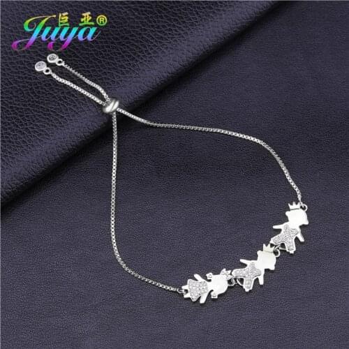 Juya Handmade Birthday Gift Bracelets Gold//Rose Gold Boy+Girl+MaMa Charm Bracelets For Darling Mom Christmas Gift Jewelry