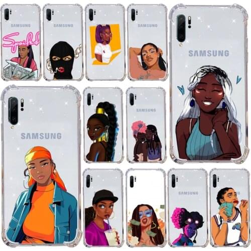 Afro Girls Black Women Art Phone Case Transparent for xiaomi 11 redmi note 9 8 s pro Samsung A 71 51 21S S 20 fe 10 9 8 plus