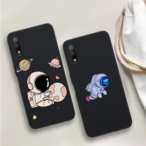 Cartoons couple astronaut Black Soft Phone Case For Huawei P40 P30 P20 Mate 10 20 30 40 Pro lite Plus P smart 2019 2020 TPU