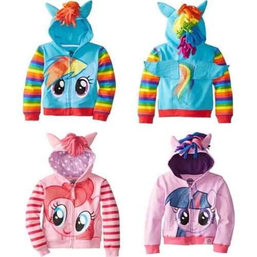 Childrens coat 2020 new mid-small childrens printing coat foreign trade explosive paragraph Girls Rainbow Pony Hoodie Hoodie